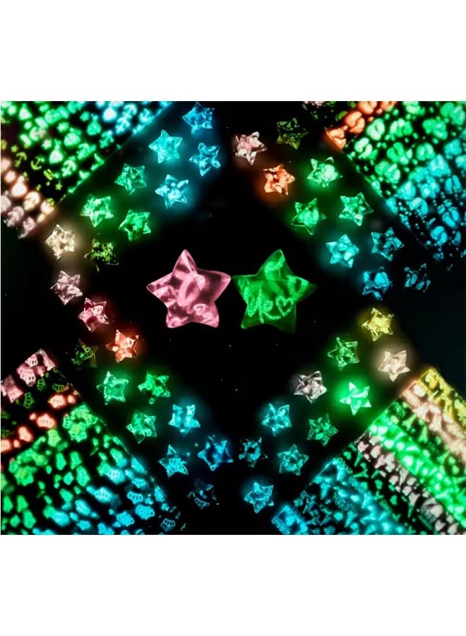 واي جيه شرائط ورق نجمة من الأوريغامي المضيء، توهج في الظلام، حرف يدوية مصنوعة يدويا، ورق أوريغامي لاكي ستار، نمط على شكل قلب للأطفال مستلزمات حفلات ألعاب، أنشطة، هدايا، زينة (210 ورقة) - Image 2